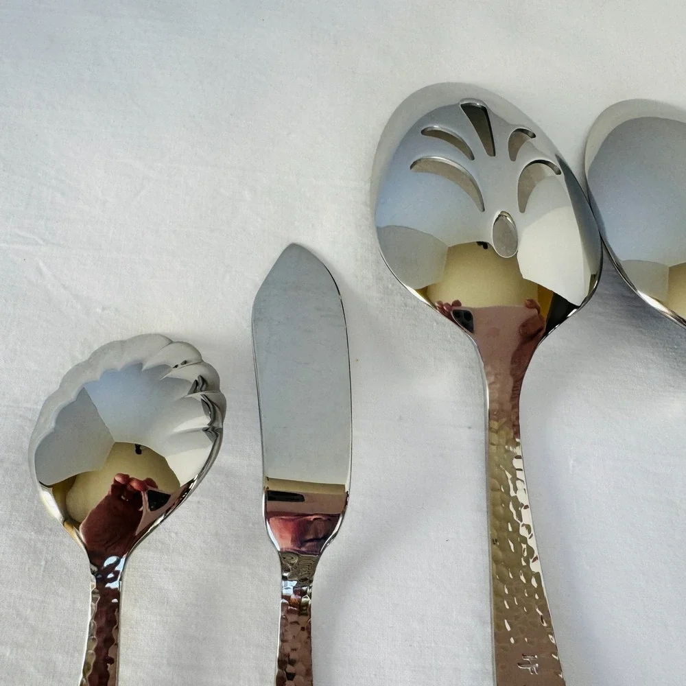 Hampton Forge Stainless Steel Flatware 5-Piece Hostess Set VENTO Hammered NEW
